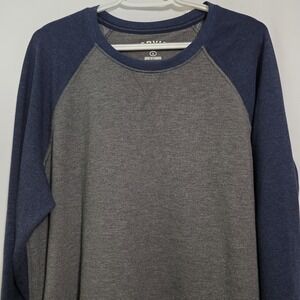 Orvis Shirt Mens Large Gray Navy Long Sleeve Raglan Classic Collection Stretch‎
